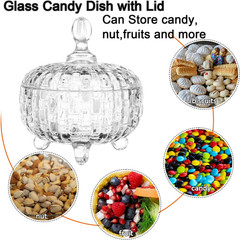 Large Glass Candy Dish with Lid 25.7oz Crystal Cookie Jar for Candy Nuts Fruits