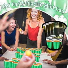100 Pack 2 oz Plastic Shot Cups – Mini Disposable Glasses – Green