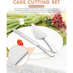 13-Inch Premium Wedding Cake Knife and Server Set Serrated Edge for Cutting