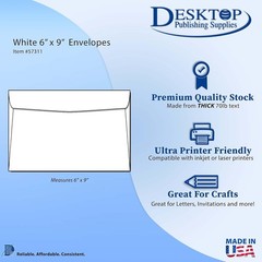 Thick 28lb White 6″ x 9″ Envelopes – 25 Pack – 25 Envelopes,
