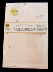 Brand New GARTNER Hand Made Paper 10 CT Invitations Kit W/ Vellum Papers ribbons