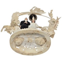 Vintage Wedding Cake Topper Bride and Groom Brown Hair Brunette 1950s
