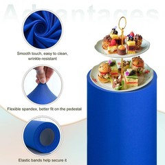 Set of 5 Cylinder Spandex Stand Covers, Sapphire Blue, Elastic Fabric