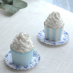 100 White Blue Mini Paper Plates with Scalloped Rim French Toile Design Wedding