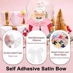 6Pcs Mini Grosgrain Ribbon Bow 2″ Self Adhesive Flower Bows White