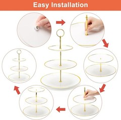 Stylish 3-Tier Dessert Tower Tray with Round Gold Edges – Lightweight & Durable