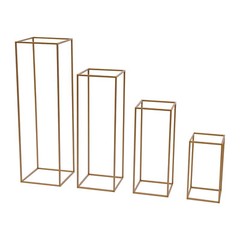 4PCS Gold Flower Stand Rectangular Rack Set For Wedding Table Centerpieces Decor