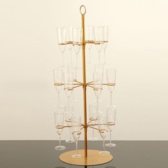 Gold 3-Tier 33″ Metal Wine GLASS HOLDER Tree Champagne Flutes Stand Party Events
