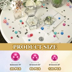200Pcs, Pearl Bead for Vase Filler 20/14/10mm Floating Beads(Rose Red)