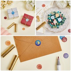 CRASPIRE 2 Sides Pattern Wax Seal Stamp 15mm Mini Moon and Sun Star Magic Soi…