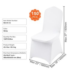 150PCS White Stretch Spandex Folding Chair Covers for Wedding Party Dining