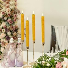 Honeycomb Flameless Taper Candles, 9.5 Inch Flickering Candles Original Yellow