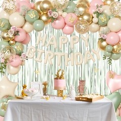 Pink and Sage Green Birthday Decorations, Pink Green Sand White Pink Sage Green