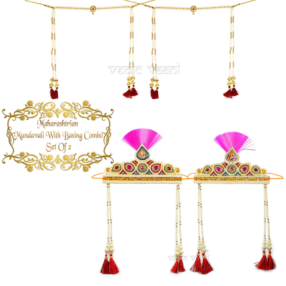 Traditional Maharashtrian Mundavalya With Basing Combo for Bride & Groom