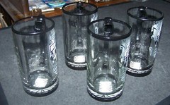 4 pc Team Groom handled clear glass tankard set Best Man Groomsman mugs