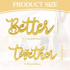 11.8″ Better Together Wedding Table Sign, Gold Elegant Wood Letters for Sweethea