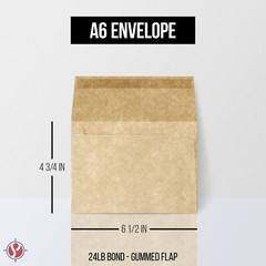 A6 Parchment Envelopes – AGED – 4 3/4 x 6 1/2″ – 24lb Bond/60lb Text – 25 Qty