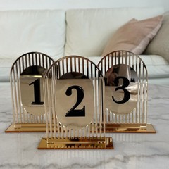 Wedding Arch Table Numbers Acrylic 3D Gold Mirror Table Signs Party Event Decor