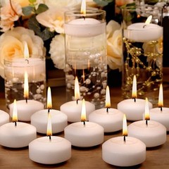 Floating Candles 2-Inch – White Unscented Floating Candles 12 Pack 12-White