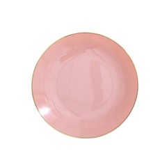 DUSTY ROSE 10 Glossy 8″ Round Plastic Salad PLATES Gold Rim Party Events