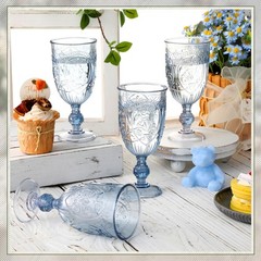 48 Pcs Plastic Goblets 7.5oz Vintage Goblet Plastic Wine Glasses Colored Retr…