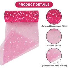 RIBBOOO Rose Red Glitter Tulle Rolls 6 Inch by 10 Yards 10yd, Gold
