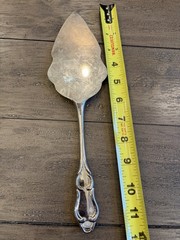 Vintage Silverplate Pie Cake Server 11” Ornate Etched Blade Scroll Handle