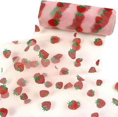 Shiny Strawberry Glitter Tulle Rolls 6 Inch X 10 Yards Pink for Table Runner