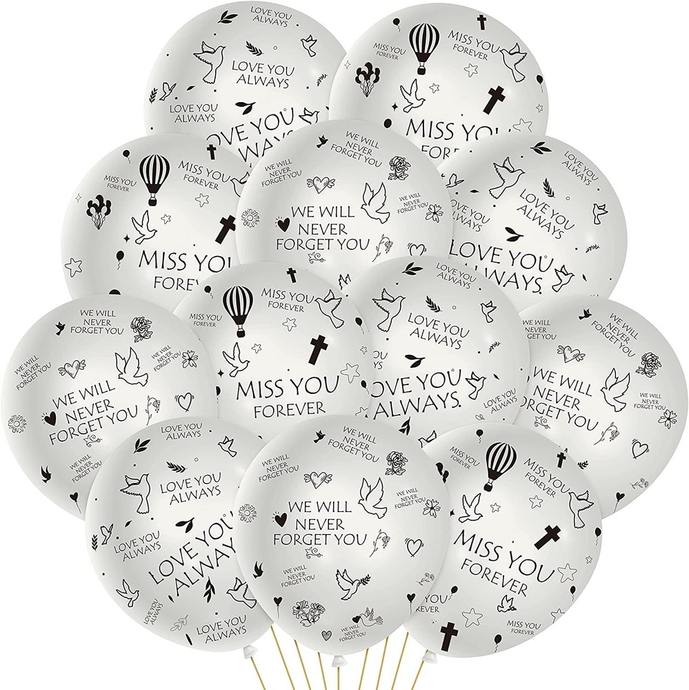 PANTIDE 37Pcs Memorial Balloons Set White Remembrance Funeral 12inch,