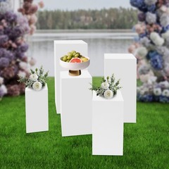 Square Display Stands For Party-set Of 5 White Cake Pedestal Stand Decoration