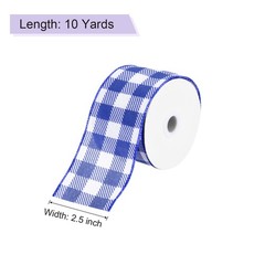Plaid Check Ribbon, 2.5 Inch x 10 Yards Gingham Ribbon, Navy Blue