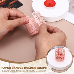 50Pcs Candle Wraps Decorate Tea Light Wrap Leaf Pattern Pink