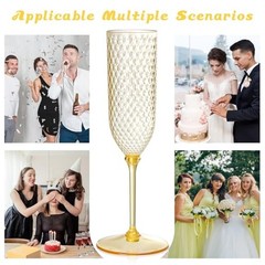 24 Pack Amber Detachable 2 piece Champagne Flutes 5.5 Oz Unbreakable Plastic