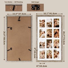 12 Opening 4×6 Distressed White Collage Picture Frames Set of 2, Multiple Fra…