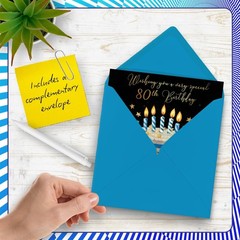 80th Birthday Cards for Women Men – Gold & Silver Cake – Happy Birthday Card …