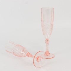 6 TRANSPARENT BLUSH 8 oz Crystal Plastic Champagne Flute GLASSES Party Events