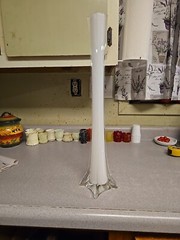 Clear & White Eiffel Tower Bud Vase Wedding Party Centerpiece 19 3/4″. Huge Vase