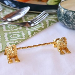 Gold Lion Cutlery Rest – Royal Spoon & Fork Holder | Luxury Dining Decor
