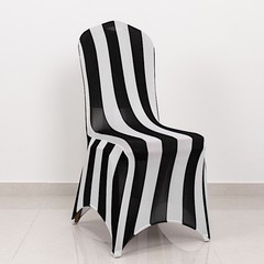 BLACK WHITE Striped Fitted Premium Spandex Banquet CHAIR COVER Party Decorations