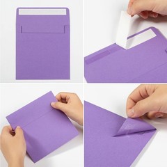 50 Pack Colorful 6 x 6 Envelopes Square Self One Size,