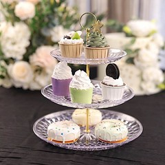 12″ Clear 3 Tier Crystal Plastic Round CUPCAKE HOLDER Party Events Decorations