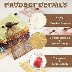 50Pcs Organza Bags 3.1×4.3 Inch Candy Bags Mesh Bag Jewelry Bag Gold