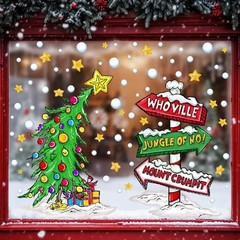 Vellibring Christmas Window Clings Decorations,Extra Large Reusable Decals Ru…