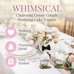 Couple Goose Wedding Cake Topper Handmade Goose Figurines Bride Groom Engagement