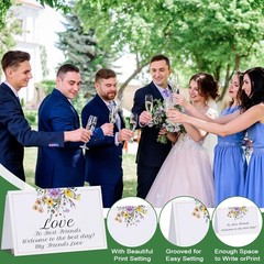 60 Floral Wildflower Place Cards for Weddings, Parties, and Events – 4.33×3.54″