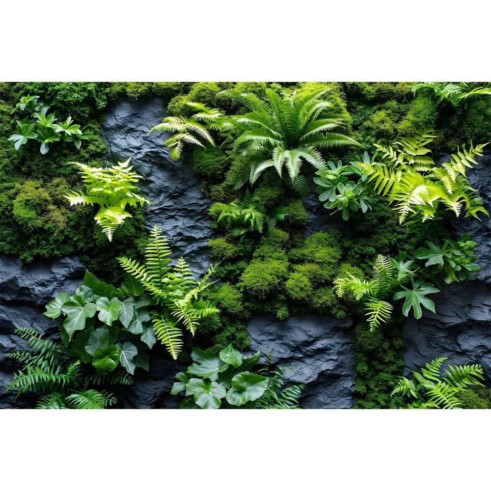 Rock Wall Reptile Habitat Background Greenery-Infused Room Vertical Moss Wall…