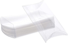 30 Pack 4.3X3.3X1.2 Clear Plastic Pillow Favor Box PVC Candy Treat Gift Box for