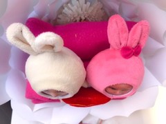 Personalized 3D Faces Stuffed Toys – Love Rabbit Couple on Sofa