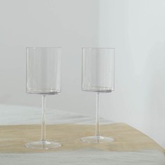 6 Clear Plastic Cylindrical Wine Glasses with Long Stem Wedding