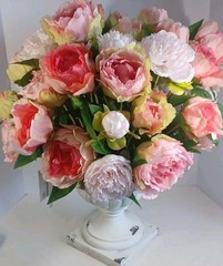Wedding Arrangement Laura Ashley Multicolor Faux Peony’s In Stand, New